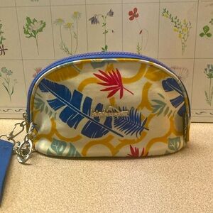 Kipling Blue and Yellow Cosmetic Bag with Tropical Print